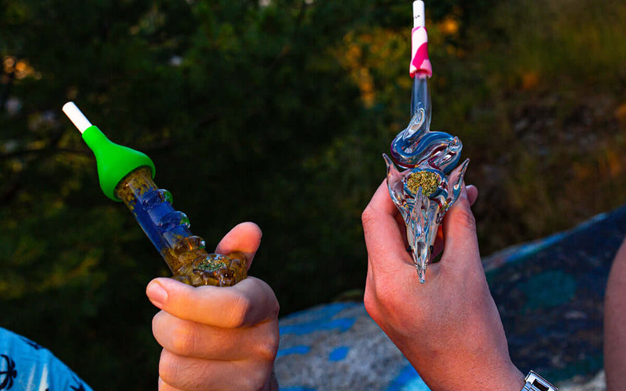 a pair of hand pipes